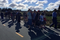 Rosaries, hymns, and reflections are led by the pilgrimage Chaplain